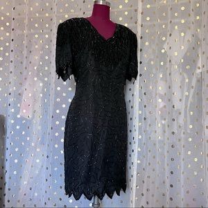 Vintage beaded sequin silk dress